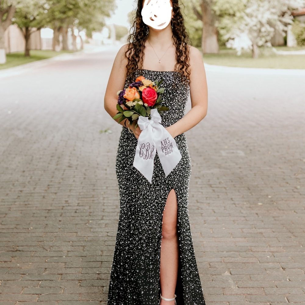 Elegant Black and White Evening Gown